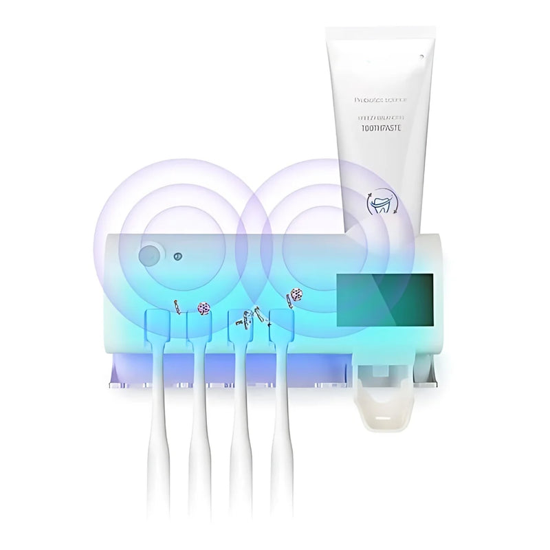 Suporte para escova de dentes automático, antibacteriano, esterilizador com luz UV. Com aplicador de creme dental