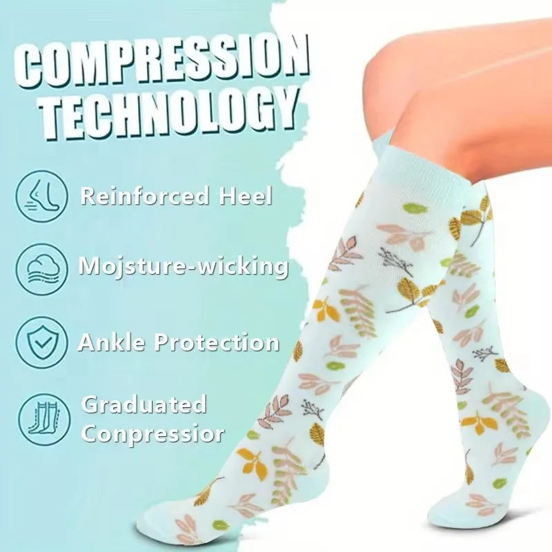 Meias de compressão MedFlex Pro - 04 pares/pacote de meias de compressão, até o joelho. Meias esportivas, ajuda no edema, diabetes, varizes, para mulheres e homens meias 20-30 mmHg