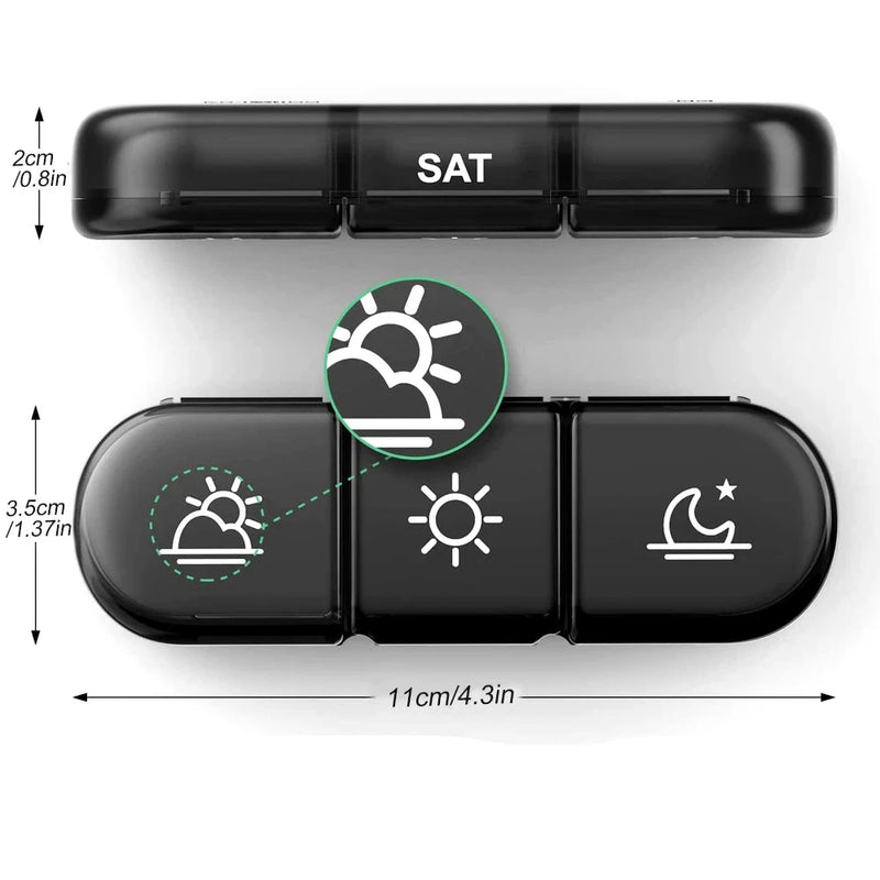 Organizador de comprimidos semanais, com separação de 3 vezes ao dia (NOVIDADE)